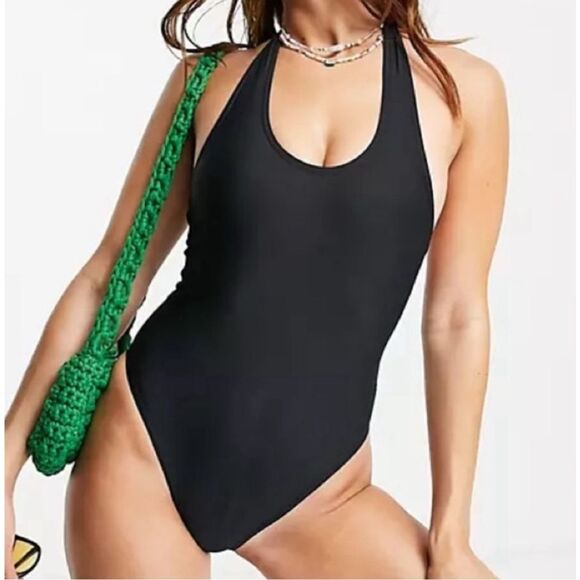 AERIE Women’s Black The One Cheekier High Cut T-Back Swimsuit Size 8 / M - Picture 1 of 8